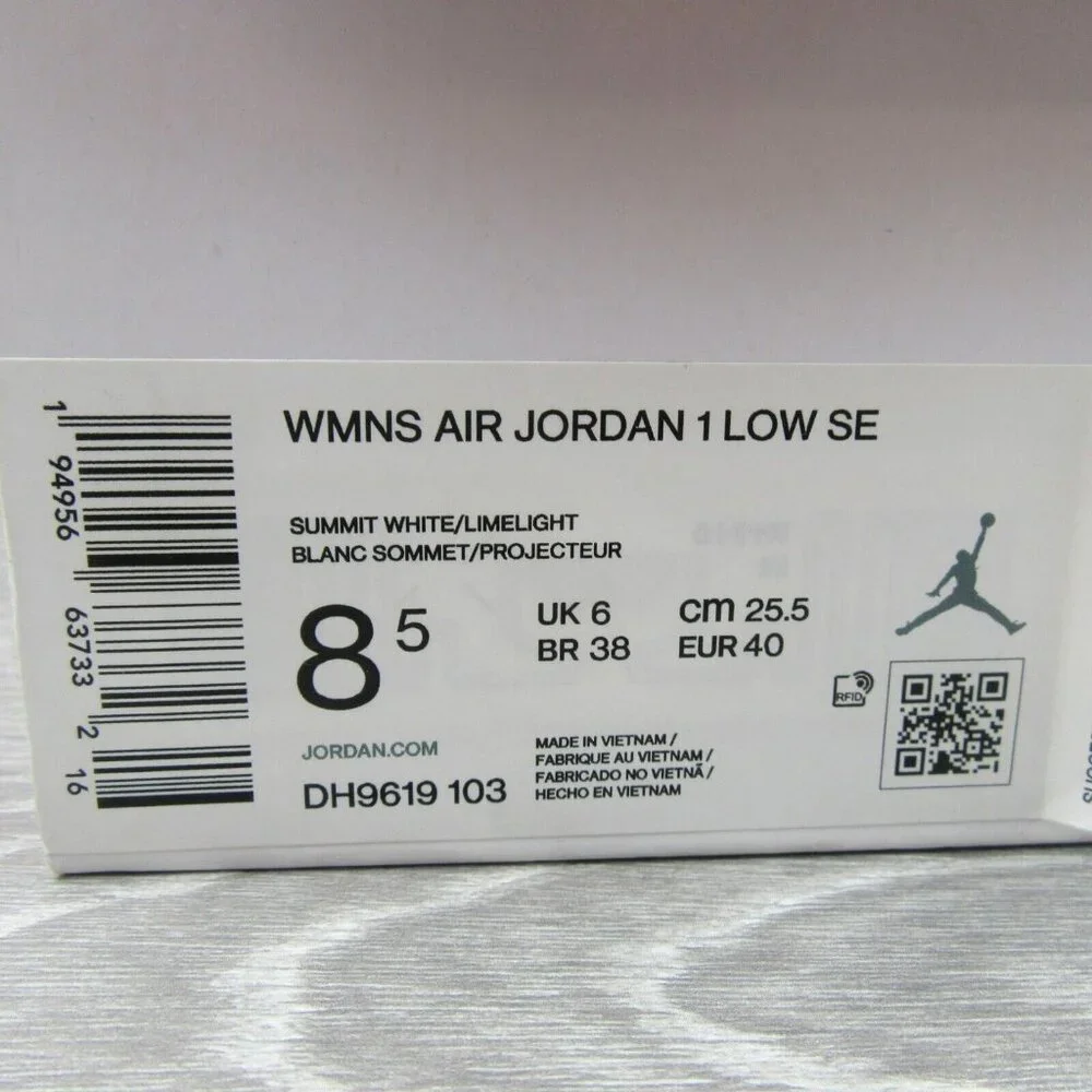 Air Jordan 1 Low SE Summit White Limelight Womens Size 8.5 NEW - Picture 13 of 14